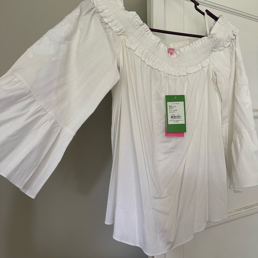 Lilly Pulitzer White Off-Shoulder Blouse